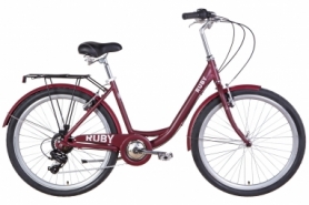 Велосипед городской женский 26" Dorozhnik RUBY 2022 (темно-красный (м))