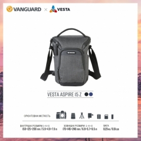 Сумка для фотокамер Vanguard Vesta Aspire 15Z Gray, 3 л (Vesta Aspire 15Z GY) - Фото №9