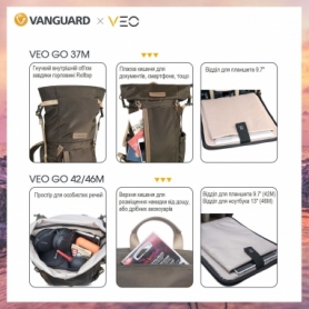 Рюкзак туристический для фотокамер Vanguard VEO GO 46M Khaki-Green, 13 л (VEO GO 46M KG) - Фото №26