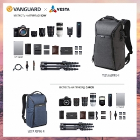 Рюкзак городской для фотокамер Vanguard Vesta Aspire 41 Gray, 14 л (Vesta Aspire 41 GY) - Фото №3