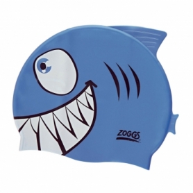 Шапочка для плавання дитяча Zoggs Character Silicone Cap акула синя