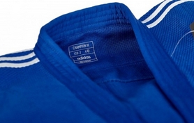 Кимоно для дзюдо Adidas Champion 3 IJF Slim Fit синее с белыми полосами - Фото №5