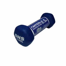 Гантель для фитнеса виниловая матовая SNS синяя, 0,5 кг (12300) - Фото №3