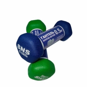 Гантель для фитнеса виниловая матовая SNS синяя, 0,5 кг (12300) - Фото №4