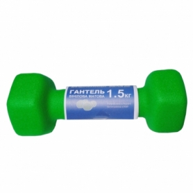 Гантель для фитнеса виниловая матовая SNS зеленая, 1,5 кг (12308) - Фото №2