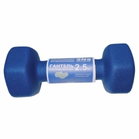 Гантель для фитнеса виниловая матовая SNS синяя, 2,5 кг (12312) - Фото №3