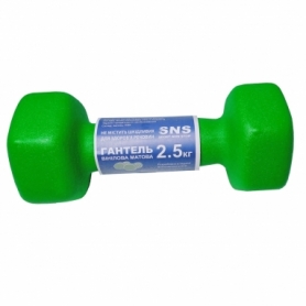 Гантель для фитнеса виниловая матовая SNS зеленая, 2,5 кг (12314) - Фото №2