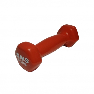 Гантель для фитнеса виниловая SNS красная, 0,5 кг (12325)