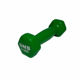 Гантель для фитнеса виниловая SNS зеленая, 0,5 кг (12326)