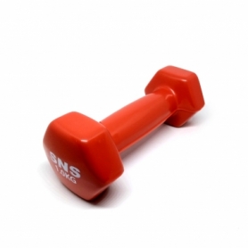 Гантель для фитнеса виниловая SNS красная, 1 кг (12329)