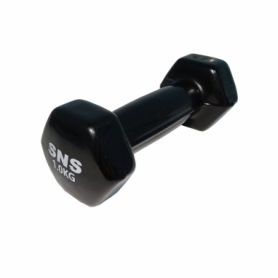 Гантель для фитнеса виниловая SNS черная, 1 кг (12331)