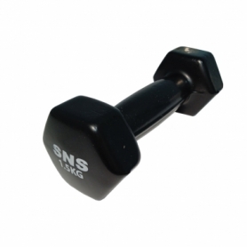 Гантель для фитнеса виниловая SNS черная, 1,5 кг (12336)