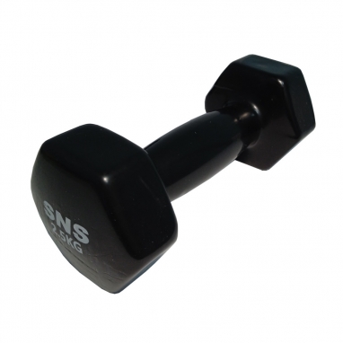 Гантель для фитнеса виниловая SNS черная, 2,5 кг (12344)