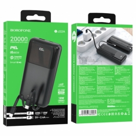 Зовнішній акумулятор BOROFONE BJ22A 22.5W+PD20W fully compatible power bank 20000mAh Black - Фото №5