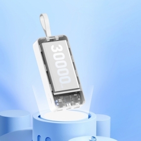 Зовнішній акумулятор REMAX Suji Series PD 20W+QC 22.5W  Fast Charging Cabled Power Bank 30000mAh  RPP-550 White - Фото №3