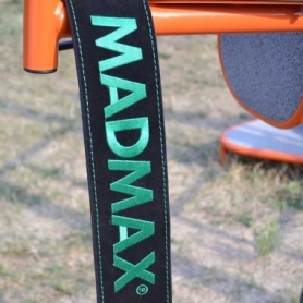 Пояс для важкої атлетики шкіряний MadMax MFB-301 Suede Single Prong Black/Green (MFB-301) - Фото №5