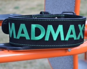 Пояс для важкої атлетики шкіряний MadMax MFB-301 Suede Single Prong Black/Green (MFB-301) - Фото №9
