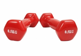 Гантель для фитнеса виниловая EasyFit красная, 0.5 кг (EF-2647-R) - Фото №2