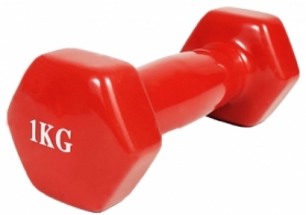 Гантель для фитнеса виниловая EasyFit красная, 1 кг (EF-2648-R)