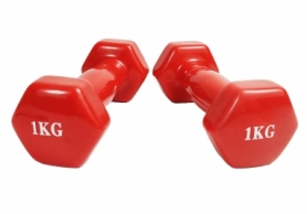 Гантель для фитнеса виниловая EasyFit красная, 1 кг (EF-2648-R) - Фото №2