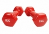 Гантель для фитнеса виниловая EasyFit красная, 1 кг (EF-2648-R) - Фото №2