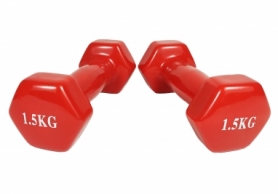 Гантель для фитнеса виниловая EasyFit красная, 1.5 кг (EF-2649-R) - Фото №2