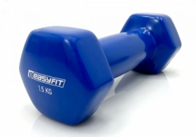 Гантель для фитнеса виниловая EasyFit синяя, 1.5 кг (EF-0015-BL)