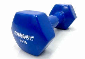 Гантель для фитнеса виниловая EasyFit синяя, 5 кг (EF-0050-BL)