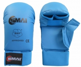 Перчатки для карате с защитой большого пальца SMAI WKF синие (SM P101)