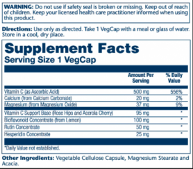 Вітаміни та мінерали Solaray Vitamin C with Bioflavonoid Concentrate 500 мг, 100 vcaps (2022-10-1024) - Фото №2