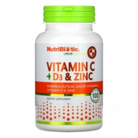 Вітаміни та мінерали Nutribiotic Vitamin C+D3 & Zinc, 100 caps (2022-10-3008)