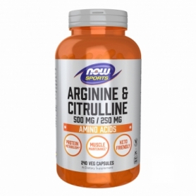 Амінокислоти Now Foods Arginine Citrulline 500 мг/250 мг, 240 vcaps (2022-10-1371)