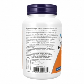L-карнитин Now Foods Carnitine Tartrate 1000 мг, 100 tabs (2022-10-2540) - Фото №3