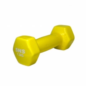 Гантель для фітнесу вінілова SNS жовта, 1,5 кг (12668)