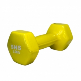Гантель для фітнесу вінілова SNS жовта, 3 кг (12671)