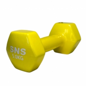 Гантель для фітнесу вінілова SNS жовта, 5 кг (12674)