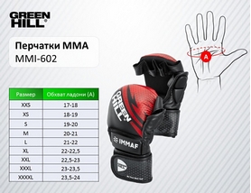 Перчатки для MMA Green Hill IMMAF красные (MMI-602) - Фото №4