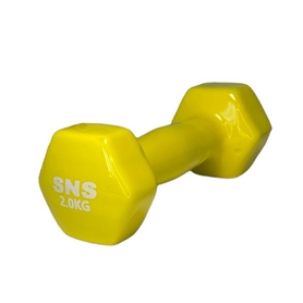 Гантель для фітнесу вінілова SNS жовта, 2 кг (12669)