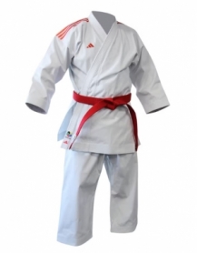 Кимоно для карате (ката) Adidas Shori белое с красными полосами K999ST WKF