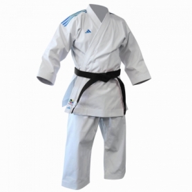 Кимоно для карате (ката) Adidas Shori белое с синими полосами K999ST WKF