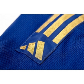 Кимоно для дзюдо Adidas Club J350 синее с золотыми полосами - Фото №5