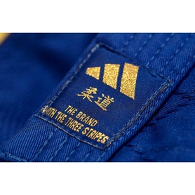 Кимоно для дзюдо Adidas Club J350 синее с золотыми полосами - Фото №6