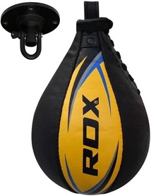 Пневмогруша боксерська RDX 2Y Boxing Speed Ball Leather Multi Yellow/Blue + кріплення (2SBL-S2YU)