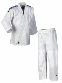 Кимоно для дзюдо Adidas Judo Uniform Club белое с полосами синий градиент (J350P)