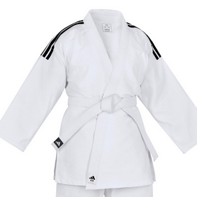 Кимоно для дзюдо Adidas Judo Uniform Club белое c черными полосами - Фото №4