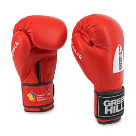 Перчатки боксерские с печатью ФБУ Green Hill Knock, красные (KBK-2105)