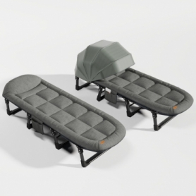 Розкладне ліжко-шезлонг (розкладачка) WCG з матрацом і сонцезахисним навісом (FB-S25) - Фото №2