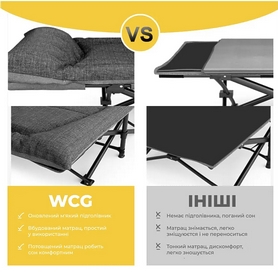 Розкладне ліжко (розкладачка) WCG з матрацом і подушкою (CC-S08) - Фото №3