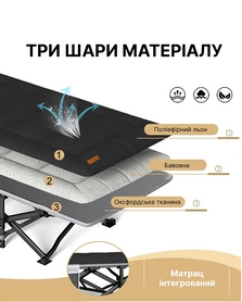 Розкладне ліжко (розкладачка) WCG з матрацом і подушкою (CC-S10) - Фото №7